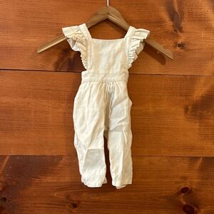 Oat Children Linen Flutter Sleeve Jumpsuit